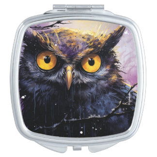 Dark Gothic Owl Compact Mirror