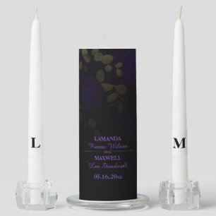 Dark Gothic Purple Black Floral Handfasting Unity Candle Set