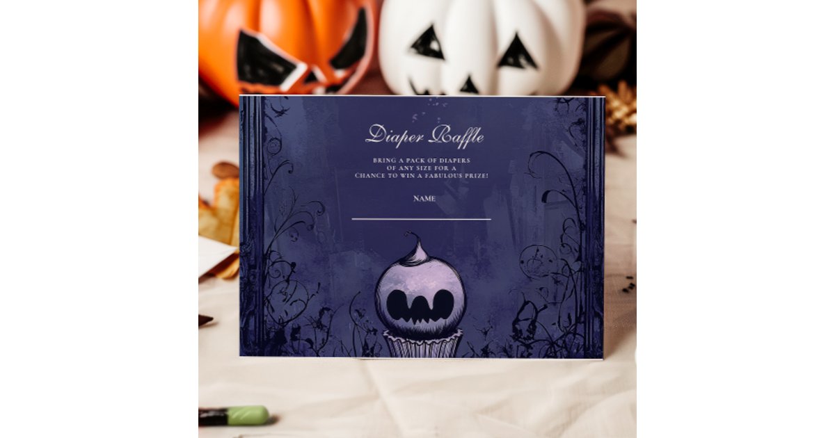 Dark Gothic Purple Halloween Diapper Raffle Enclosure Card | Zazzle