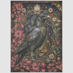 Dark Gothic Raven Floral Abstract Art  Tissue Paper