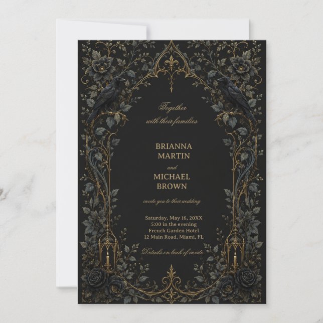 Dark Gothic Raven Invitation (Front)