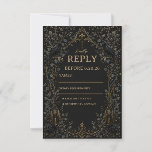 Dark Gothic Raven RSVP Card