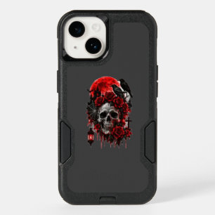 Dark Gothic Raven Skull with Crimson Roses Hallowe OtterBox iPhone 14 Case