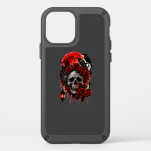 Dark Gothic Raven Skull with Crimson Roses Hallowe Speck iPhone 12 Pro Case