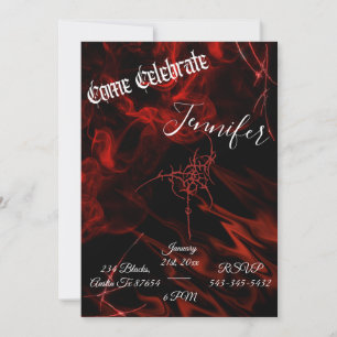 Dark Gothic Red black smoke party  alternative Invitation