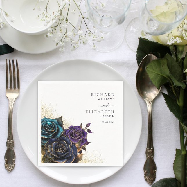  Dark Gothic Rose Glitter Wedding Napkins (Creator Uploaded)