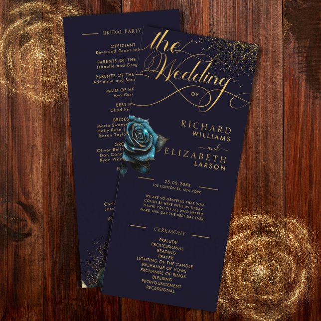 Dark Gothic Rose Glitter Wedding Program (Creator Uploaded)