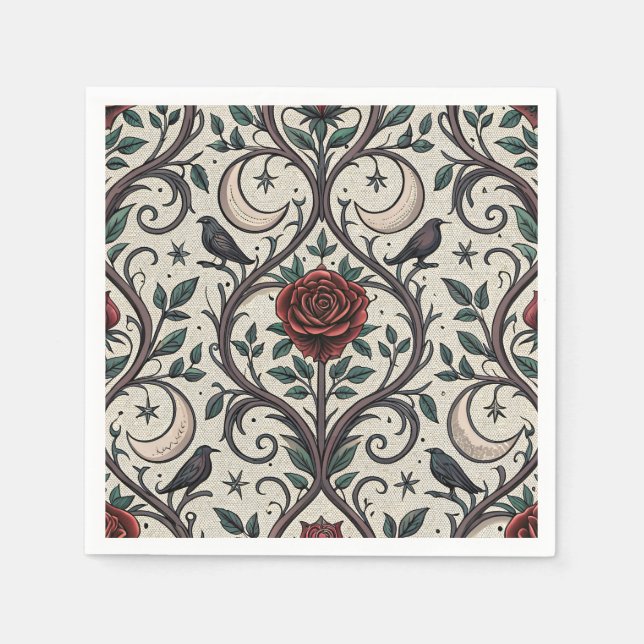 Dark Gothic Rose Pattern (1) Napkins (Front)