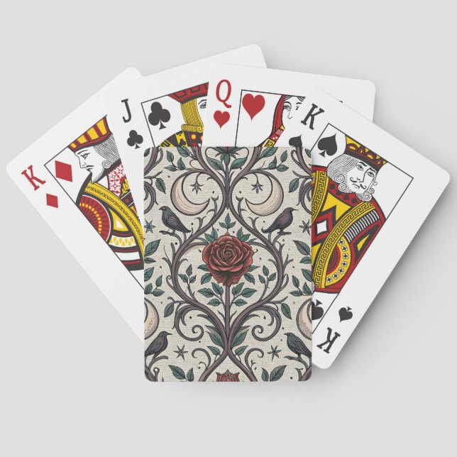 Dark Gothic Rose Pattern (1) Poker Cards (Back)