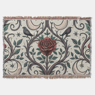 Dark Gothic Rose Pattern (1) Throw Blanket
