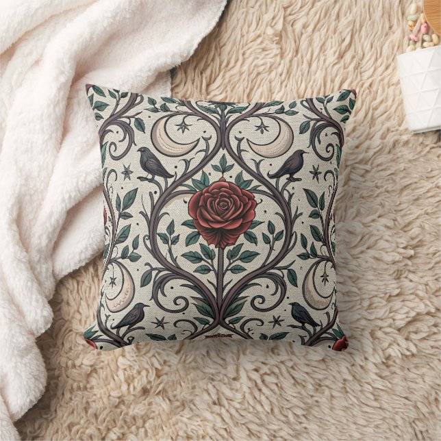 Dark Gothic Rose Pattern (1) Throw Pillow (Blanket)