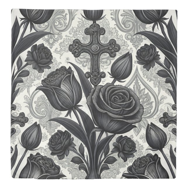 Dark Gothic Rose Pattern (2) Duvet Cover (Front)