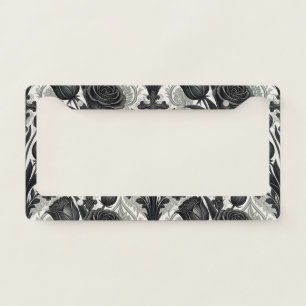 Dark Gothic Rose Pattern (2) License Plate Frame