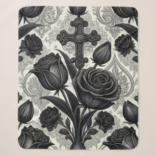 Dark Gothic Rose Pattern (2) Sherpa Blanket