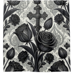 Dark Gothic Rose Pattern (2) Shower Curtain