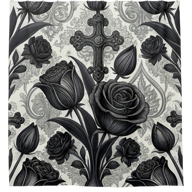 Dark Gothic Rose Pattern (2) Shower Curtain (Front)