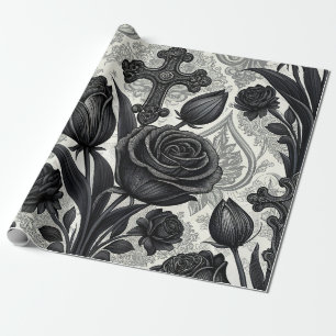Dark Gothic Rose Pattern (2) Wrapping Paper