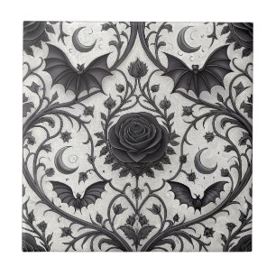 Dark Gothic Rose Pattern (3) Ceramic Tile