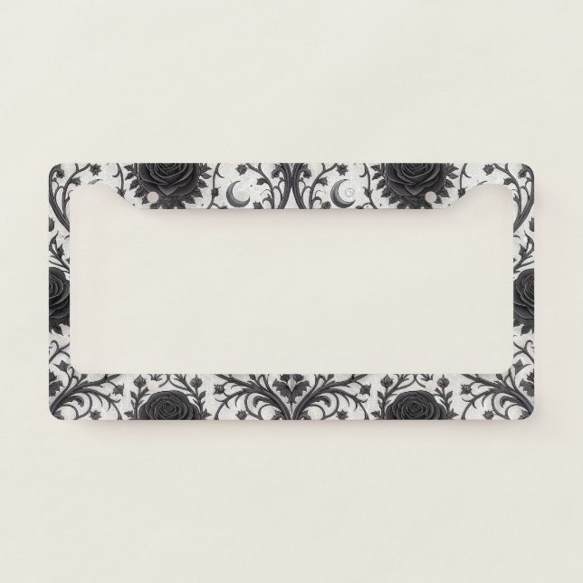 Dark Gothic Rose Pattern (3) License Plate Frame (Front)
