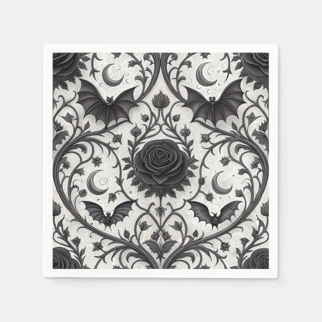 Dark Gothic Rose Pattern (3) Napkins (Front)