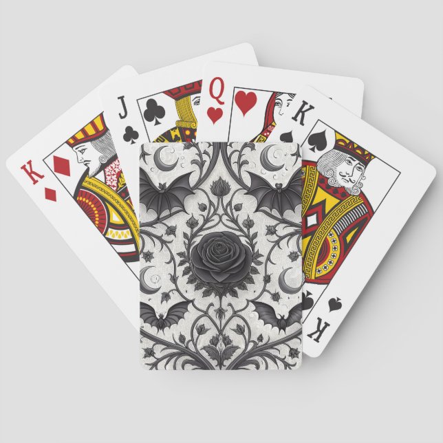 Dark Gothic Rose Pattern (3) Poker Cards (Back)
