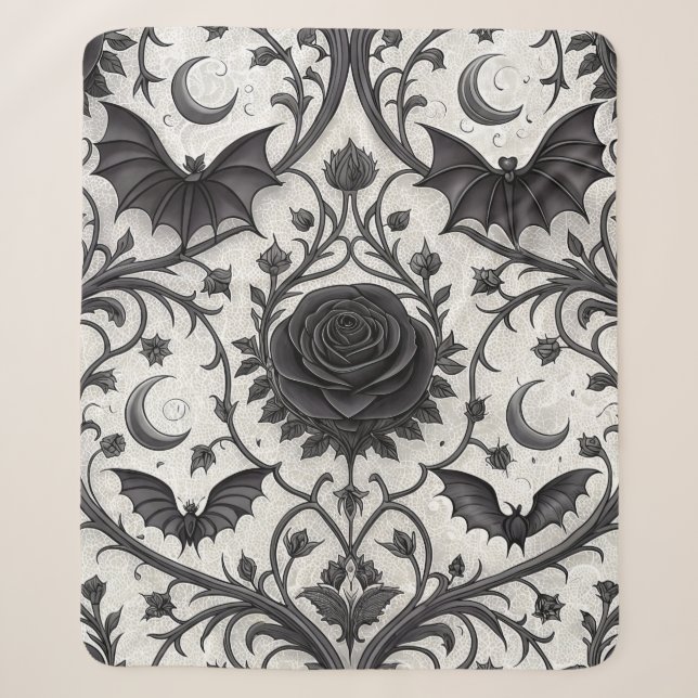 Dark Gothic Rose Pattern (3) Sherpa Blanket (Front)