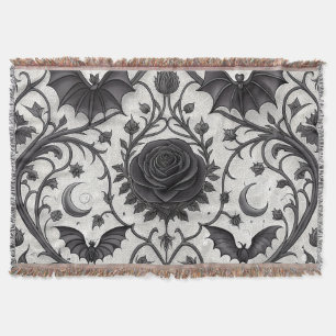Dark Gothic Rose Pattern (3) Throw Blanket