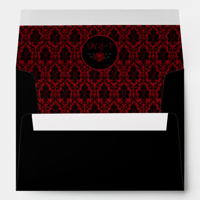 Dark Gothic Rose Wedding Envelope (Back (Bottom))