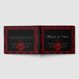 Dark Gothic Rose Wedding Foil Guest Book