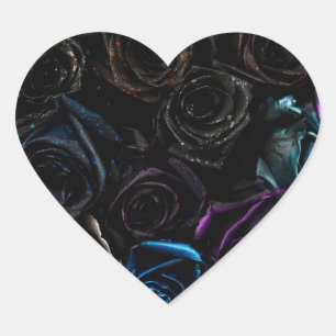 Dark Gothic Roses Velvet Floral Texture Pattern Heart Sticker