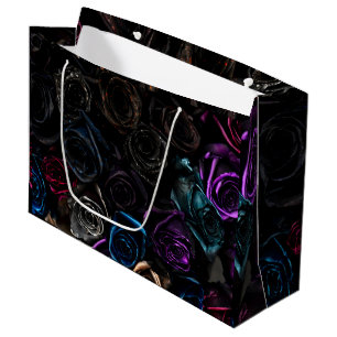 Dark Gothic Roses Velvet Floral Texture Pattern Large Gift Bag