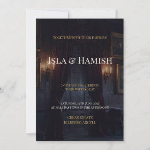 Dark Gothic Scottish Castle Wedding Invitation   C