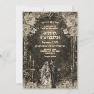 Dark Gothic Skeleton Couple Wedding Invitation