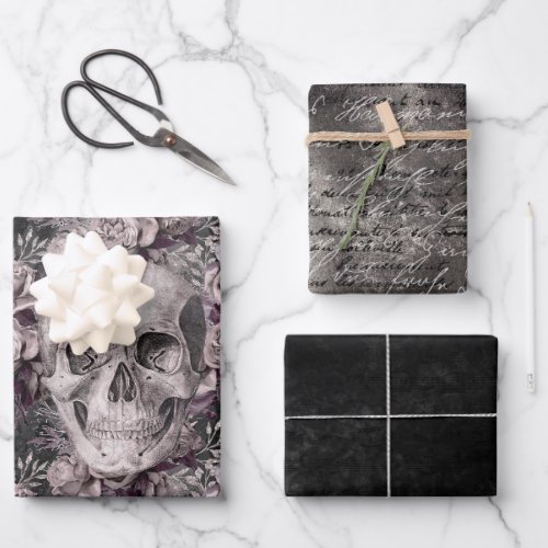 Dark Gothic Skull Wrapping Paper Sheets