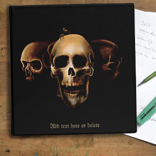 Dark Gothic Skulls Human Black Trio Creature 3 Ring Binder