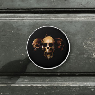 Dark Gothic Skulls Human Black Trio Creature Ceramic Knob