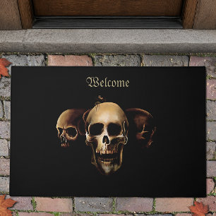 Dark Gothic Skulls Human Black Trio Creature Doormat