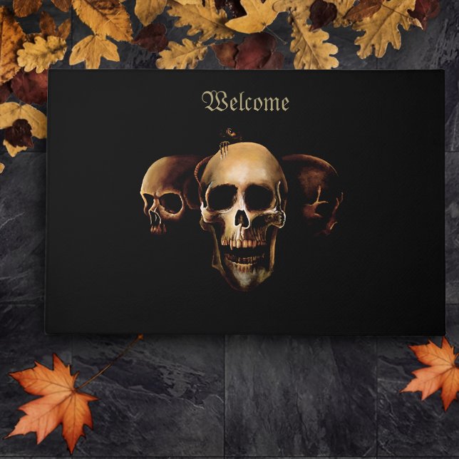 Dark Gothic Skulls Human Black Trio Creature Doormat (Creator Uploaded)