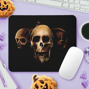 Dark Gothic Skulls Human Black Trio Creature Mouse Pad