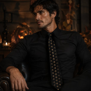 Dark Gothic Skulls Human Black Trio Creature Neck Tie