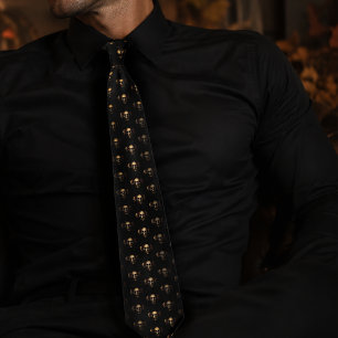 Dark Gothic Skulls Human Black Trio Creature Neck Tie