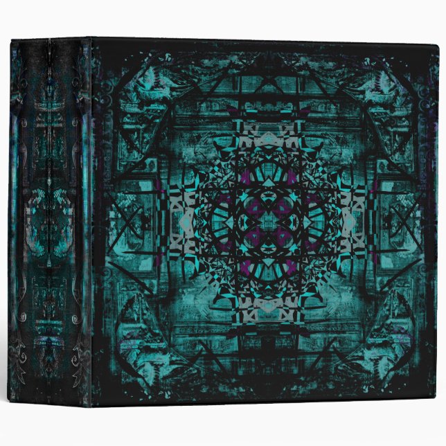 Dark Gothic Teal Renaissance Ancient Tome 3 Ring Binder (Front/Spine)