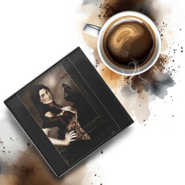 Dark Gothic Vampire Blood Werewolf Love Fantasy Glass Coaster (Creator Uploaded)