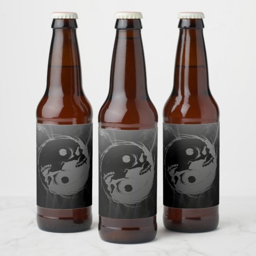 Dark Gothic vampire skull Yin Yang Inverted Beer Bottle Label