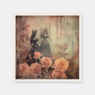 Dark Gothic Victorian Rose Portrait Napkins