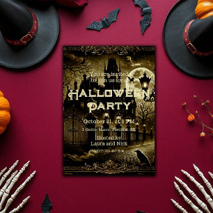 Dark Gothic Victorian Vintage Spooky Halloween Invitation
