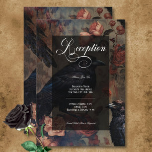 Dark Gothic Vintage Blush Floral & Black Ravens Enclosure Card
