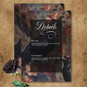 Dark Gothic Vintage Blush Floral & Black Ravens Enclosure Card
