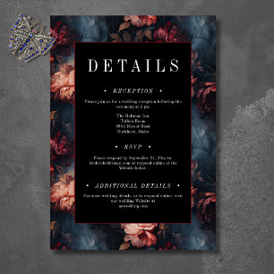 Dark Gothic Vintage Red & Pink Floral Wedding Enclosure Card