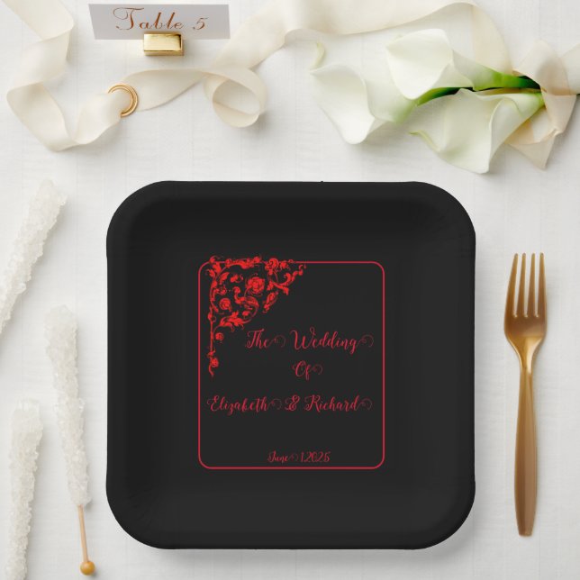 Dark Gothic Wedding  Paper Plates (Wedding)